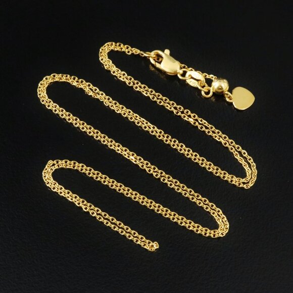 14K Yellow Gold Heavy Cable Slide Chain Necklace / Adjustable length up to 22" - Picture 2 of 8